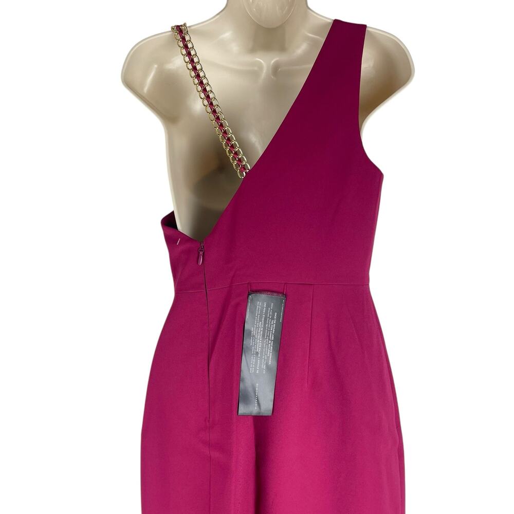 BCBGMaxAzria Gracie One Shoulder Chain Gown Column Dress Beet Size 2 - Picture 9 of 13